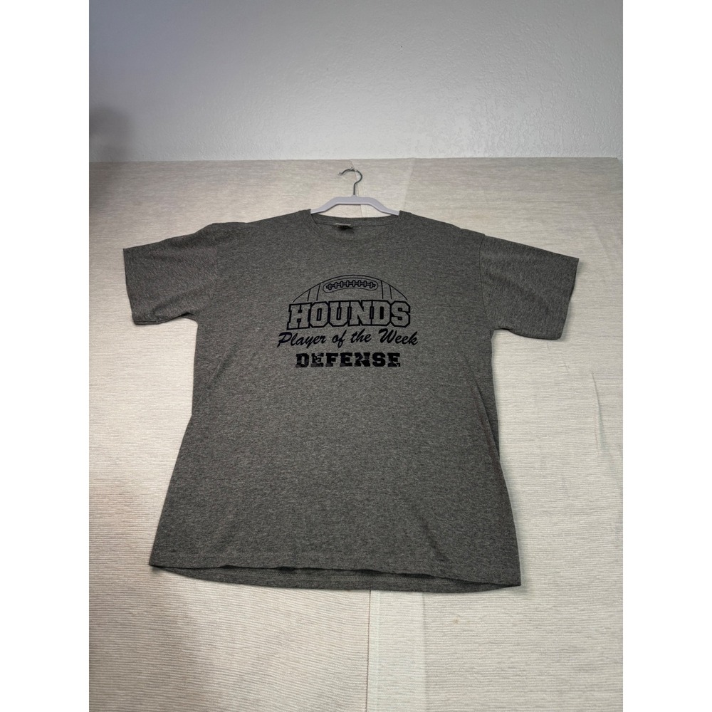 Jerzees Mens Wilmington Football Hounds Player of the Week T-Shirt Gray Large